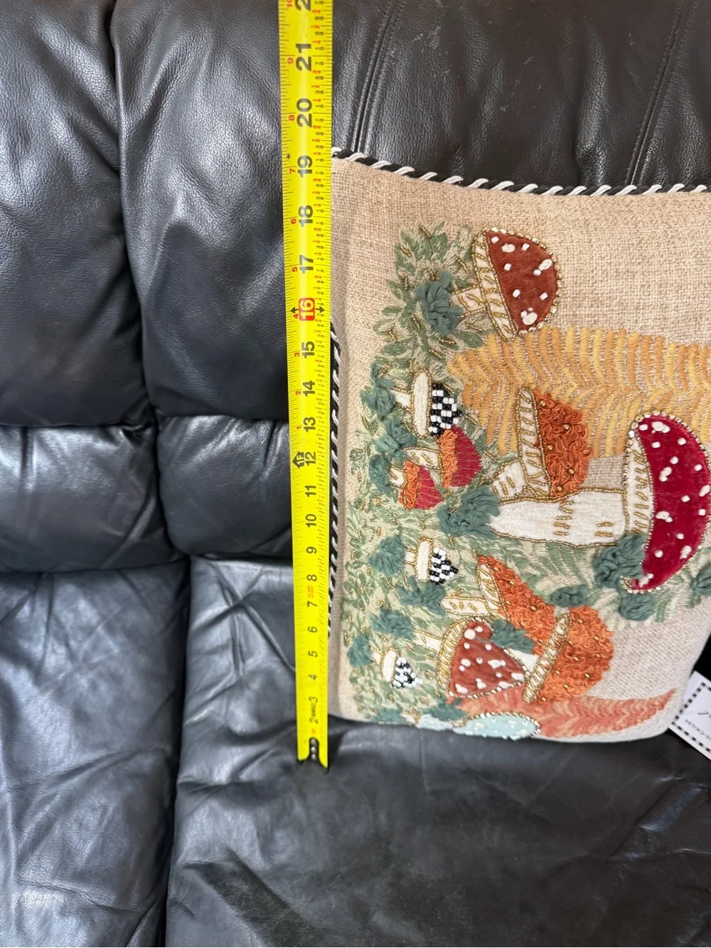 Mackenzie-Childs Mushroom Embellished Lumbar Pillow 14” x 20”